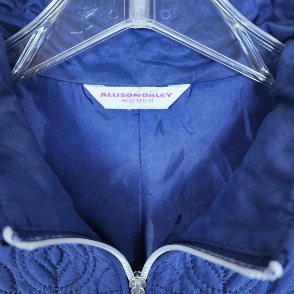 ALLISON DALEY Women Quilted Vest Navy Blue Full Zip Sz XL Layering Piece Fall - Picture 5 of 7
